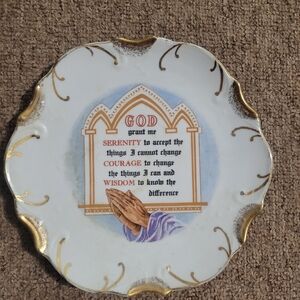 Decorative Plate with Serenity Prayer and 18K Gold Accents